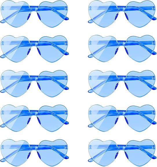 10 Pcs Heart-Shaped Glasses Party Favors, Plastic Novelty Eyewear, For Weddings, Birthdays, Anniversaries, Bachelor Parties