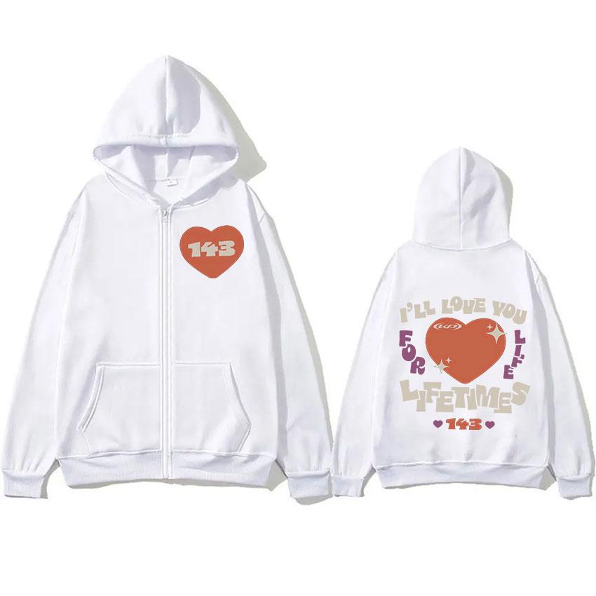 Katy Perry Ill Love You Lifetimes 143 Impression Sweat à Capuche Fermeture Éclair Hommes Femmes Hip Hop Veste à Fermeture Éclair Sweats à Capuche Pulls