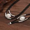 2PC/Set Metal Women Jewerly Faux Leather Vintage Gold Silver Color Girls Gifts Oval Necklace Bracelet Set Fashion Women
