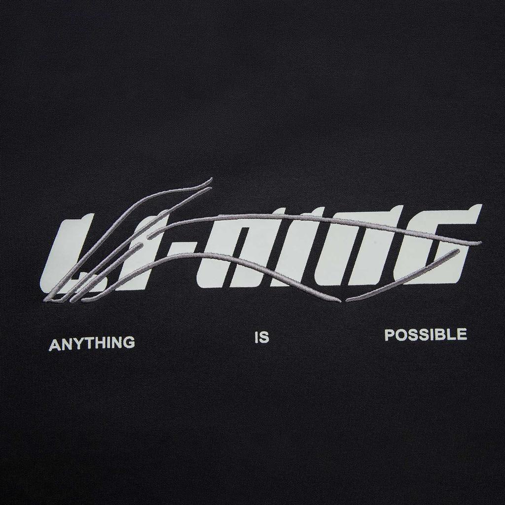 Li Ning Sports Lifestyle Series Casual Simple Hooded Pullover Letter Loose Fashion Versatile Sweatshirt Unisex Sweatshirt Black AWDVC67-2