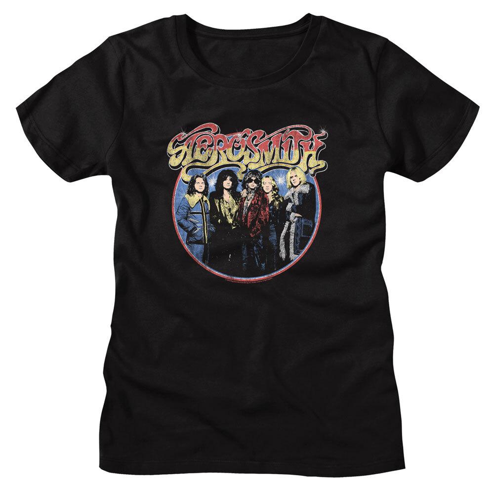 Aerosmith Color Group Circle Photo Badge Women s T Shirt Rock Band Merch Unisex T-Shirt L
