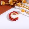Retro Fashion C-Shaped Bling Ear Clips with Colored Diamonds - Trendy No-Pierce Earrings