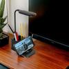 Bright Desk Lamp Wireless Charging LED Table Lamp Eye-Caring Lighting Adjustable Brightness Pen Holder Desktop Accessories Table