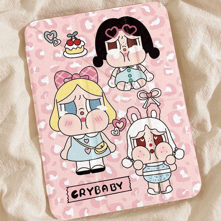 Pink leopard print crying baby iPad tablet A16 protective case 10/9/8 generation pro 11inch air6/7 protective cover cute