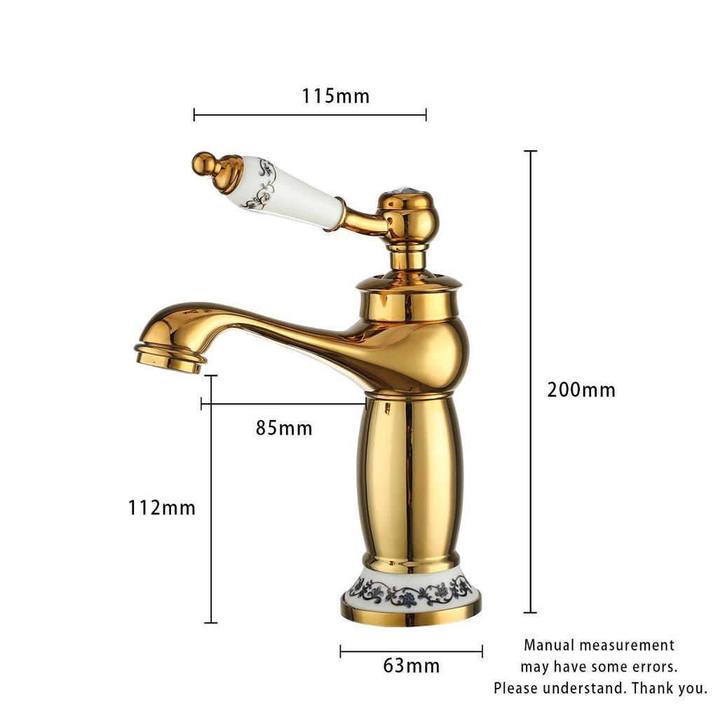 Messing Badezimmerarmatur Einhebel Retro Keramikgriff Kalt Warmwasser Mischbatterie Vintage Waschbeckenarmatur für Badezimmerwaschtisch
