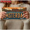 D Flat Pc Vintage Amsterdam Metal License Plate Aluminum Wall Decor with Dutch Cityscape  Suitable for Home Vehicle Garden