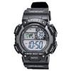 CREPHA Digital Watch TELVA Multifunction Water Resistant 5 Atmospheres Stopwatch Everyday Use Urethane Belt Black Mens Sports TE-D282-BK