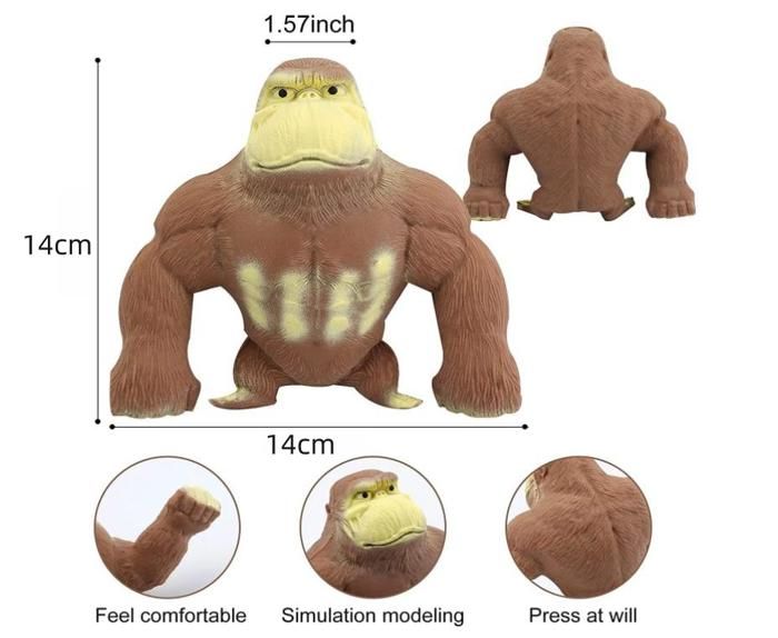 Jouet anti-anxiété - Gorille en latex - Doux - Squeeze - Pour enfants à partir de 3 ans