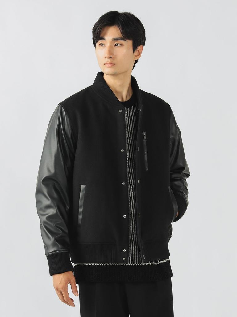 Beams Heart Stadium Chest Zip Size 42180080147 Men's Blouson, TRIPLE_BLACK, L,