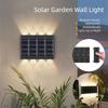 2pcs 16 LED Solar Lights Convex Mirror White Warm Light Wall Washer Light Up and Down Lighting Ambient Wall Lights
