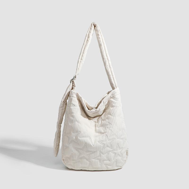 Premium Commuter Bag Messenger Bag Spring Puff Cotton-Filled Niche Large-Capacity Tote Women'S Bag