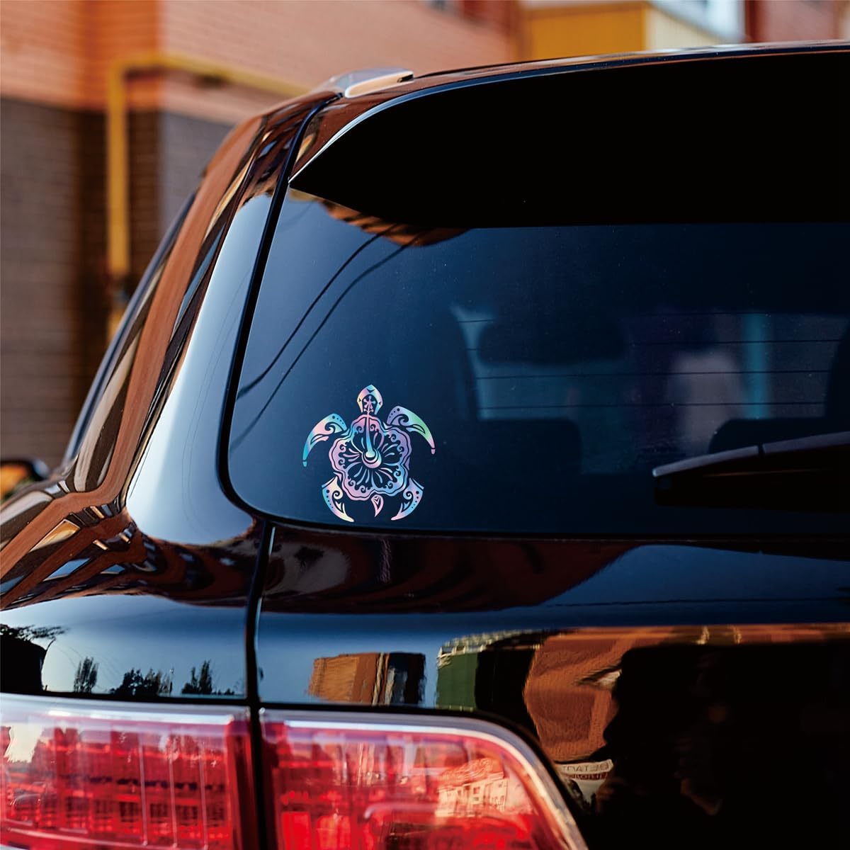 Holographic Iridescent Color, 6 Inches - Hawaii Hibiscus Flower Tribal Turtle Vinyl Decal Sticker - for Car Boat Laptop 05081 No Background Die-Cut