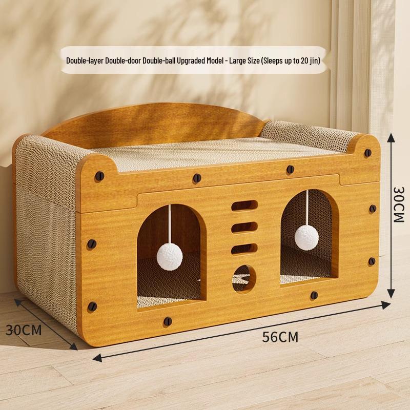 Scratch-Resistant Cat House with Integrated Scratching Board