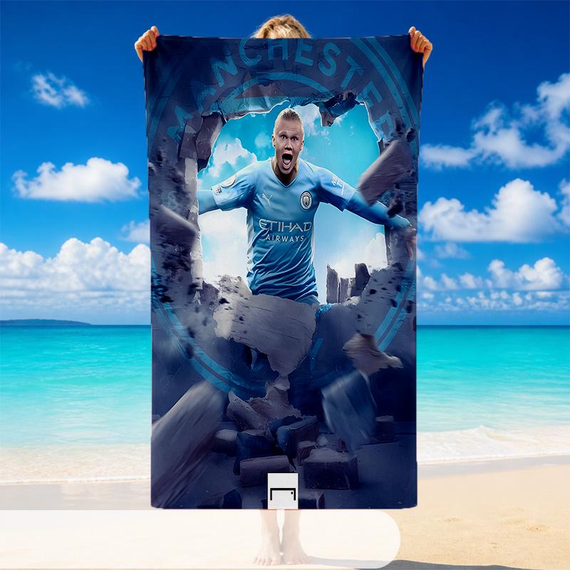 Quick Dry Beach Towel Erling Haaland Pattern, Lightweight Absorbent Towel for Pool Beach Vacation Use