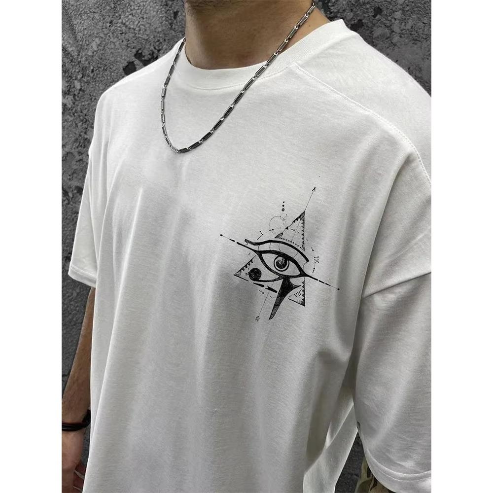 Gothic Printed Mens Cotton T Shirts Casual Short Sleeve O Neck Pullover Tops 2024 Summer Streetwear Y2K Style Men Tees Hip Hop