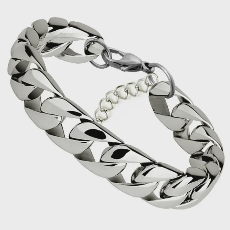 Men's European and American 3.2mm Titanium Stainless Steel Flat Bracelet