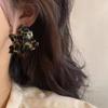 Leopard Print Flower Earrings, High Sense Retro Exaggerated Temperament Earrings, Fashionable Versatile Color Printing Earrings