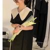Large size fat mm temperament waist thin doll collar black Hepburn style dress foreign style age reduction French A-shaped skirt
