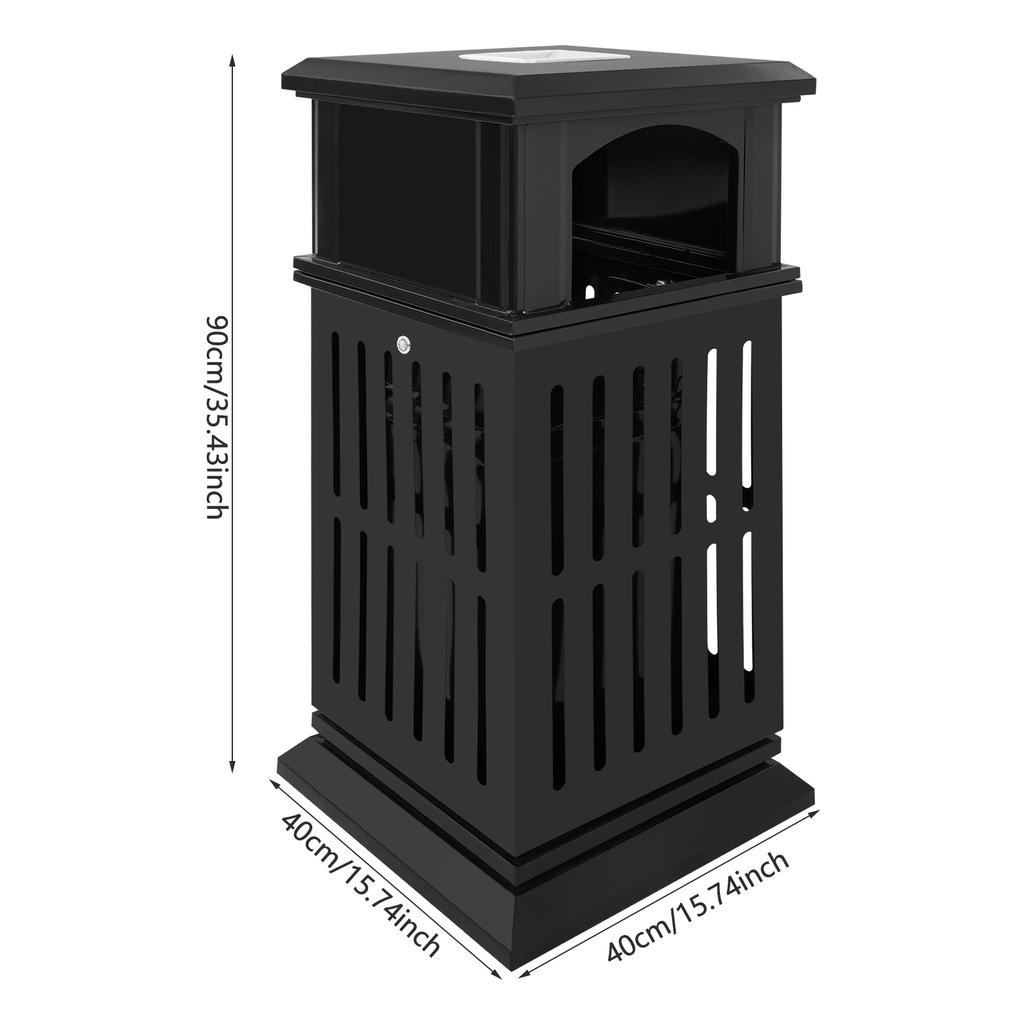 Outdoor Trash Can with Ashtray 40Gal, Stainless Steel Commercial Garbage Bin Double Door Lockable for Park Street Office