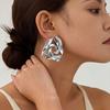 Metallic Section Geometric Triangle Hollow Silver Needle Earrings Earrings