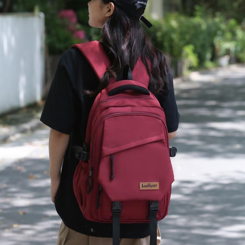 Einfarbiger Studenten-Schulrucksack Damen Große Kapazität Reise-Rucksack Herren Computer-Rucksack