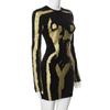 Women Sexy Long Sleeved Black Gold Mini Dress Women’s Solid Wrapping Skirt Party  Dress