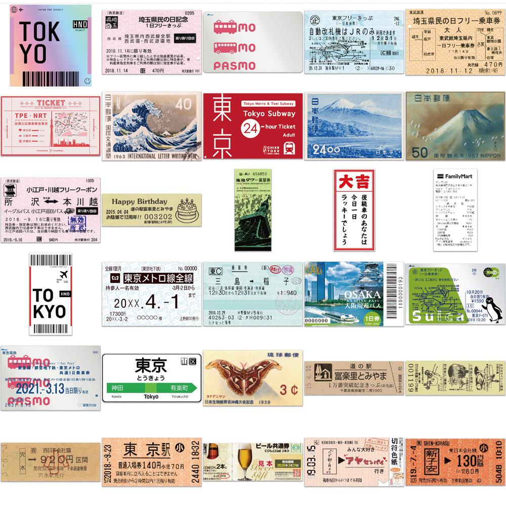 60 Tokyo Travel Stamps Graffiti Stickers Can Be Decorated with Ipad Suitcase Pen Guitar Notebook Waterproof