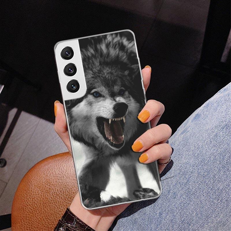 Angry Animal Wolf Fierce Phone Case For Samsung Galaxy S24 S25 Edge S26 Ultra S23 S22 S21 Plus S20 FE + Personalized Print Cover