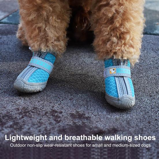 4Pcs Pet Shoes Lightweight Wear-resistant Breathable Fashion Dogs Mesh Sneakers Pet Supplies