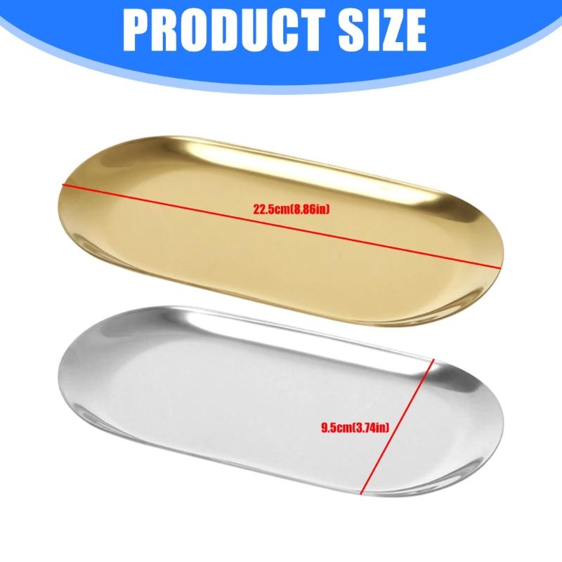 Metal Decorative Tray Multi Functional Oval Jewelry Organiser Cosmetic Storage Solution For Modern Desktop Vanity