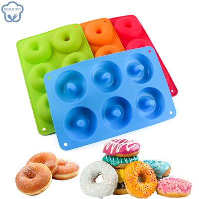 Moule à beignets à 6 cavités en silicone antiadhésif, plaque de cuisson résistante à la chaleur, réutilisable, pliable, outil de fabrication de desserts colorés et moelleux