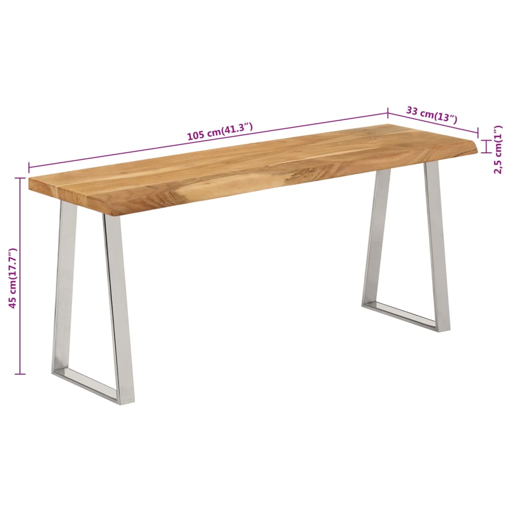 Bank Baumkante 105 Cm Solid Acacia Wood