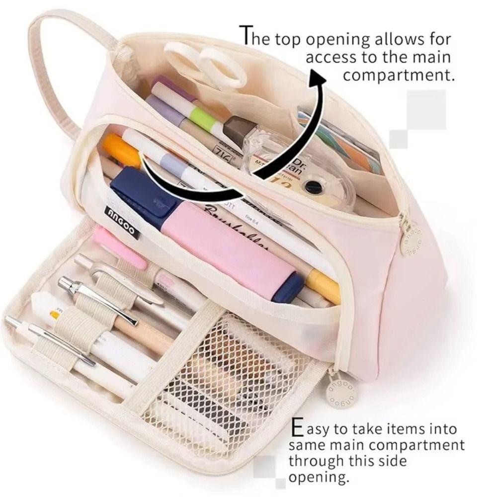 Oxford Cloth Pen Bag Double-layer Stationery Bag New Pen Box Students