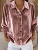 Women's Velvet Shirt with Lapel Collar In Multiple Colors