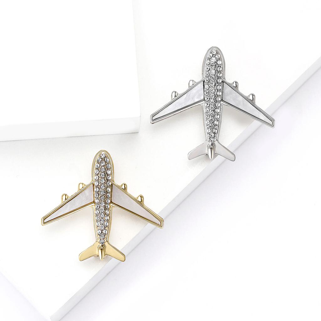 Simple And Stylish Alloy Rhinestone Aircraft Brooch Creative Versatile Men'S And Women'S Suit Coat Corsage Jewelry Pin