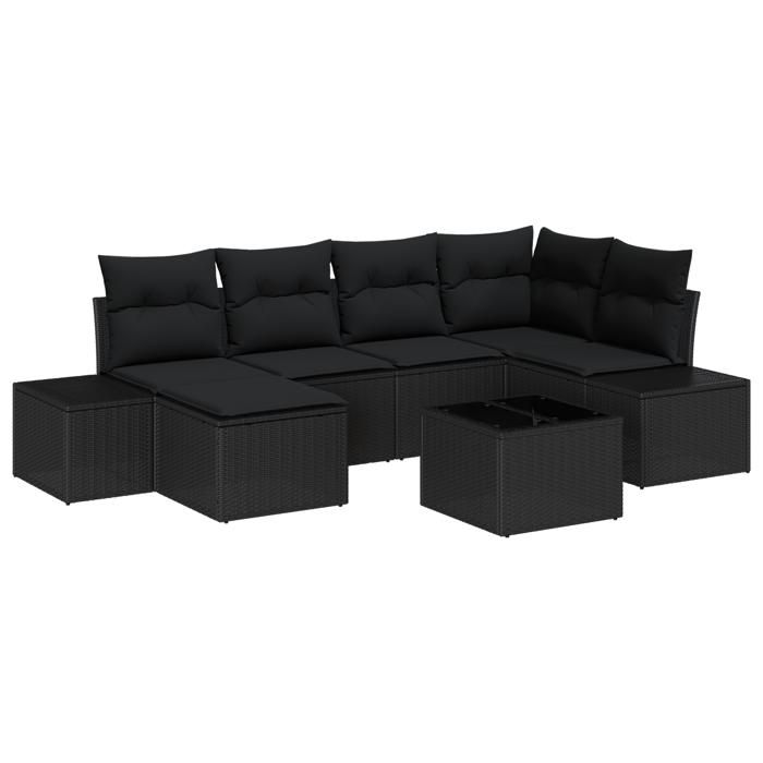 VidaXL Ensemble de canapé de jardin 7 pièces avec coussins Beige Poly Rattan 3347143
