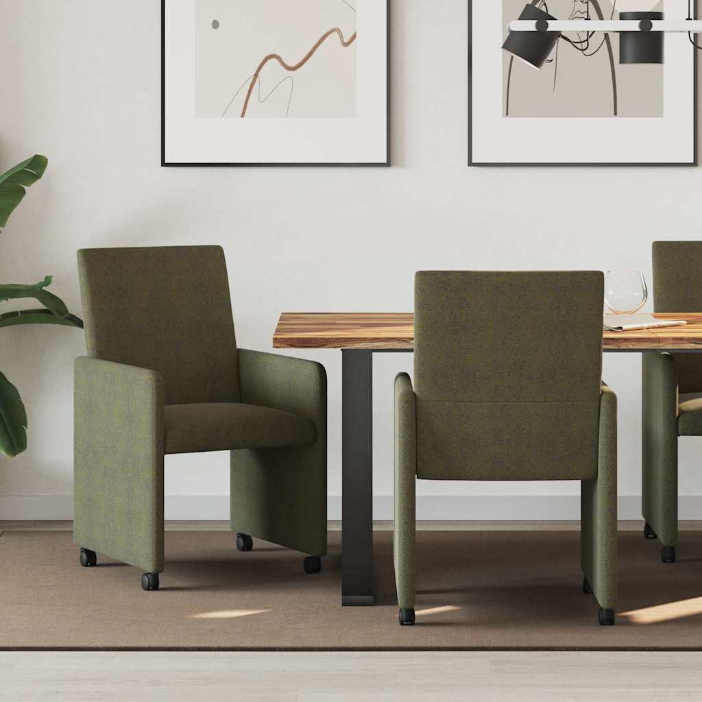Dining Room Chairs with Casters 2 pcs Army Green 57 x 66 x 94 cm