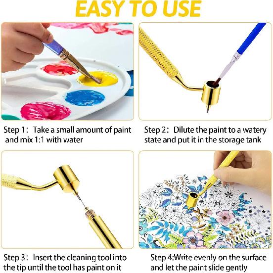 Slanting Fine Line Painting Pen Fluid Writer Pen Car Scratch Repair Aluminum Fineliners Paint Applicator Pen Drawing Tools