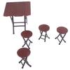 1:12 Dollhouse Mini Furniture Folding Table And Chair Set With 4 Stool Models
