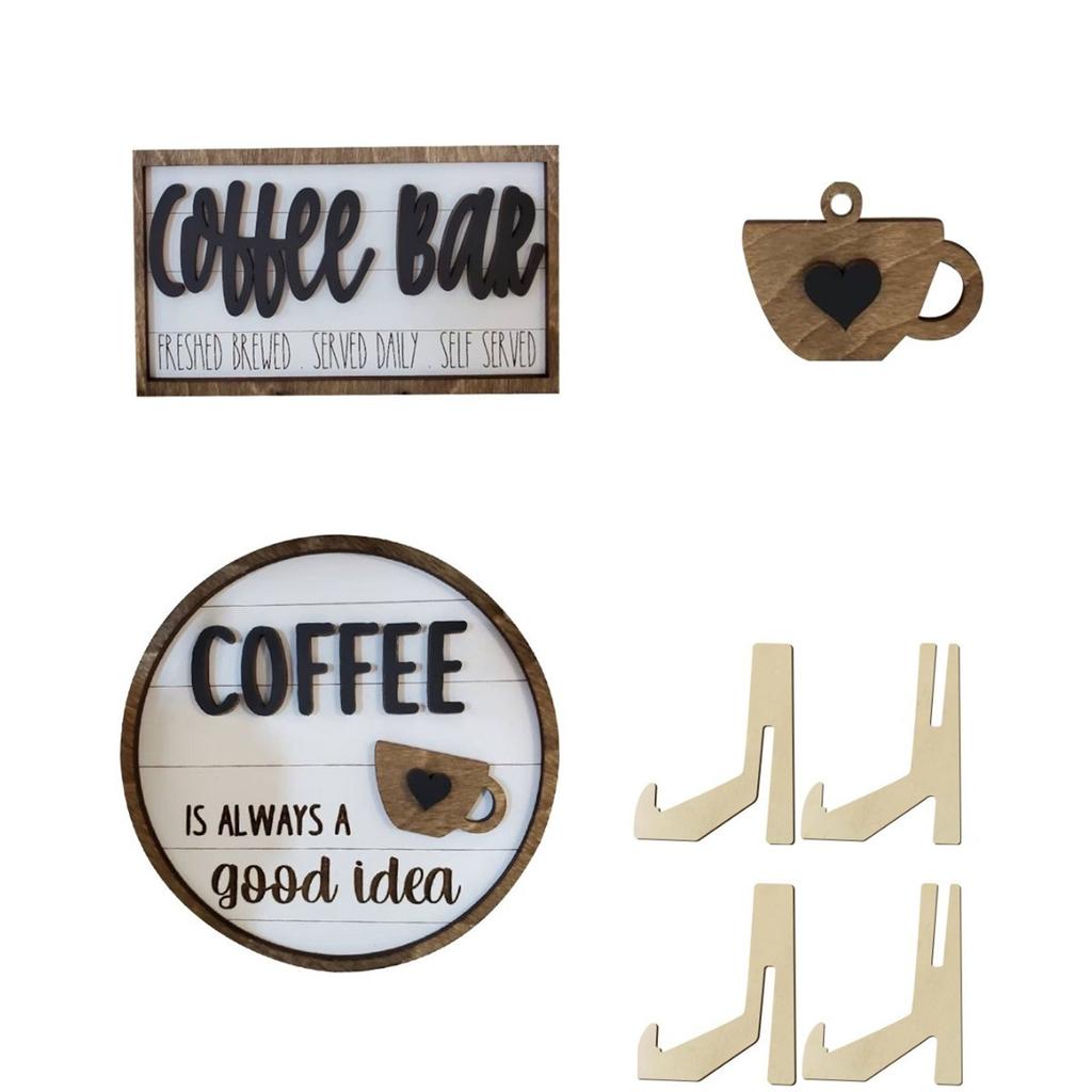 Décoration de bureau de Noël, Table sur le thème du café, Décor d'étagère à niveaux, Décorations pour la maison, Intérieur