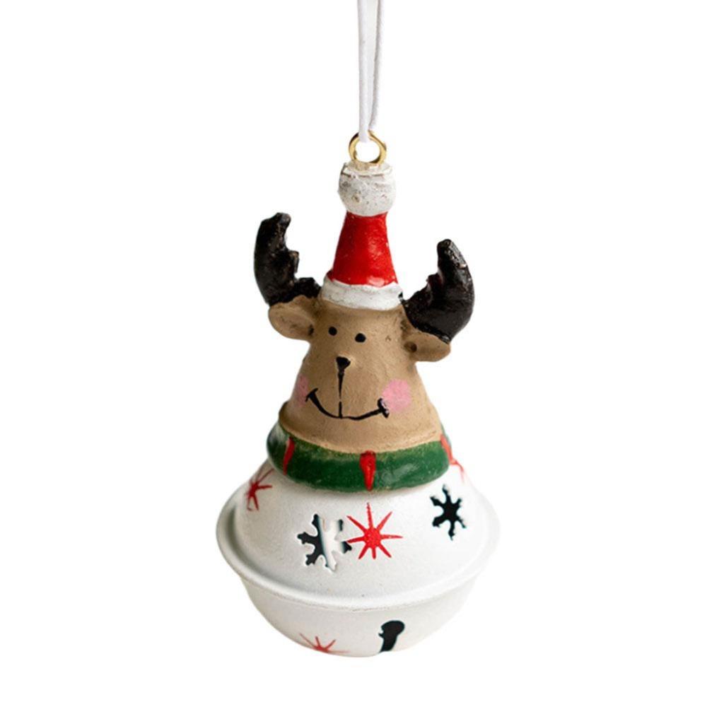 Iron Art Christmas Santa Bell Pendant Cute Xmas Tree Ornaments Snowman Bell Pendant  Christmas