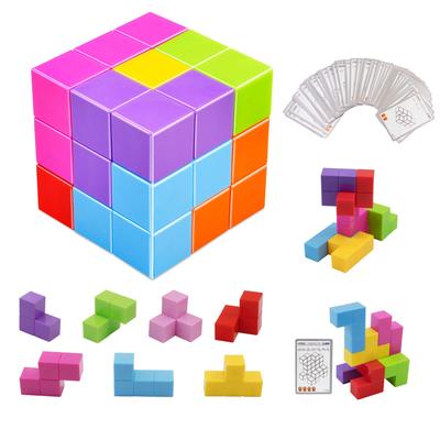 XMD Magic Cube Magnetic Block Magic Blocks Magnetic Puzzle Montessori Toy 3D Puzzle Cube 7 Parts 3D Puzzle (Multicolor)