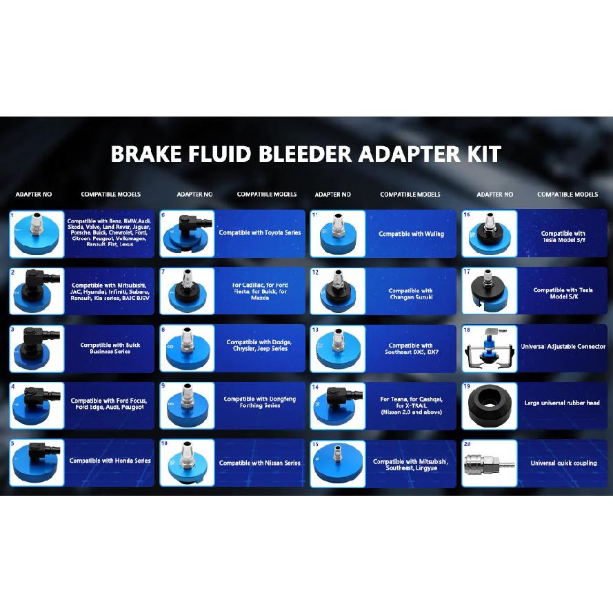 22-piece Brake Master Cylinder Bleed Adapter Kit, Brake Fluid Bleed Adapter Kit, Suitable for Bleeding or Adding Brake Fluid.