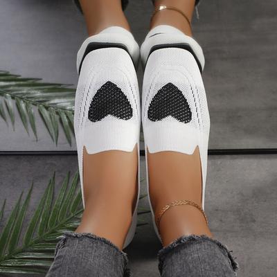 Color Matching Love Single Shoes Autumn New Fly-woven Mesh Surface Shallow Mouth One Pedal Lazy Flat Bottom Casual Women's Shoes