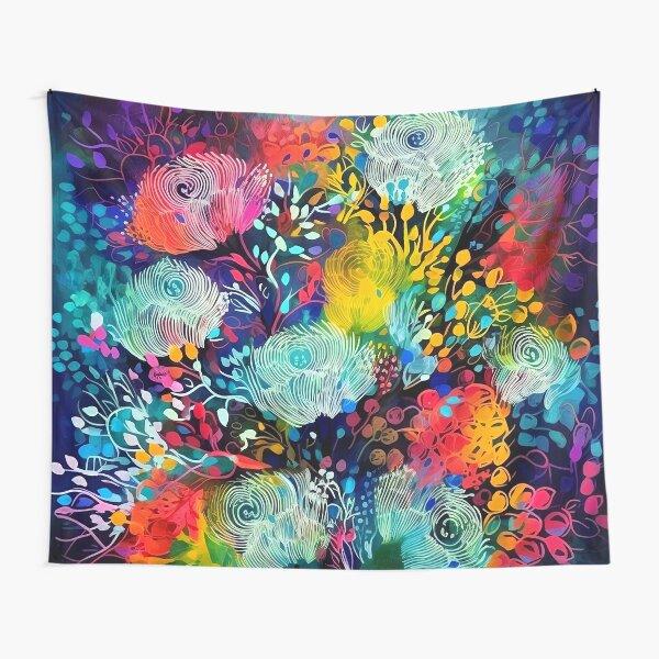Country Style Abstract Floral Tapestry Spring Flower Tapestry Colorful Scenery Wall Hanging for House Bedroom Living Room Decor