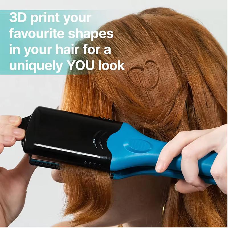 Professional Electric Hair Pattern Popiron 3d Printing 4 Interchangeable Plates Crimping Volumizing Iron Hair Crimper