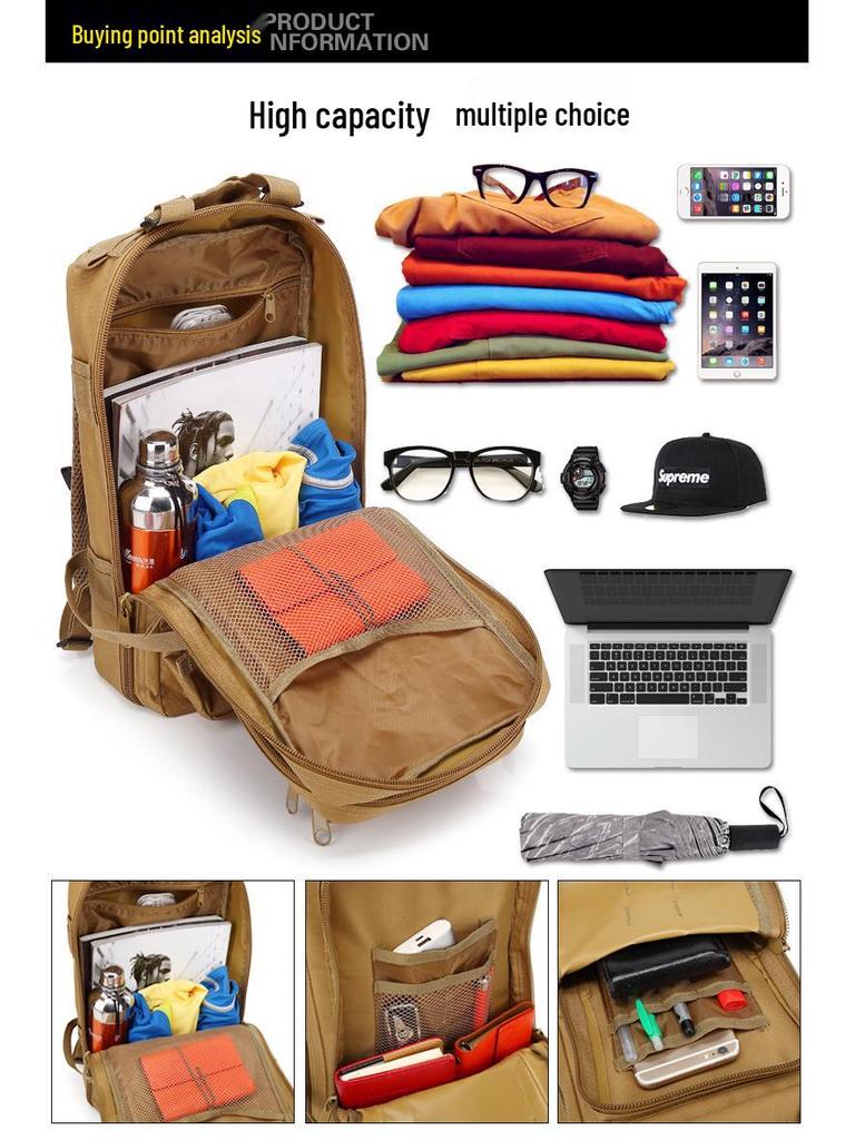 Large Capacity Camouflage Camping Backpack for Military and Outdoor Sports - 3P Rucksack
