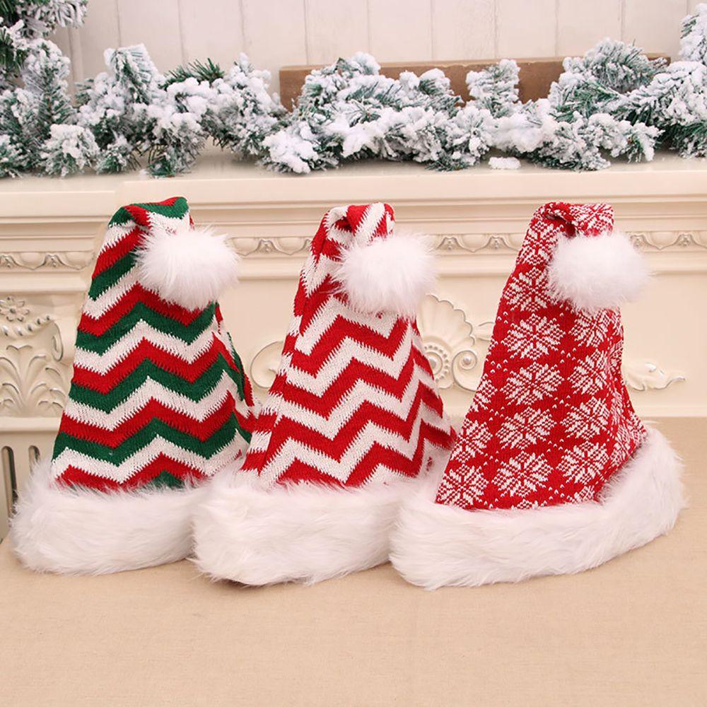 Cute Korean Plush Plaid Kids Adult Snowflake Children Hat Warm Cap Christmas Hat Santa Claus Hat