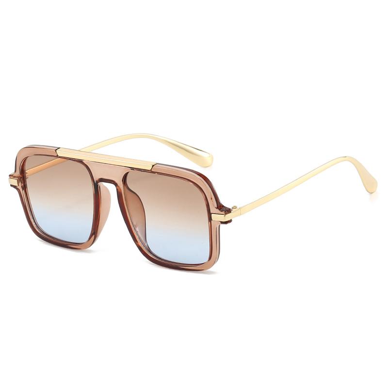 

New Alloy Square Women Sunglasses Fashion Blue Yellow Shades UV400 Retro Trending Green Leopard Gradient Men Sun Glasses As picture