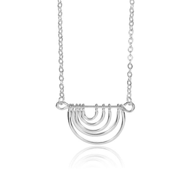 Stainless Steel Geometric Pendant Necklace 3d Semicircle Necklaces For Women Men Charm Party Jewelry Friend Gift Bijoux Collier